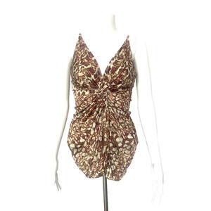 Vintage Anna Molinari Animal Print Tank Top Rayon Sexy IT-40 US-2/4 V-Neck Small